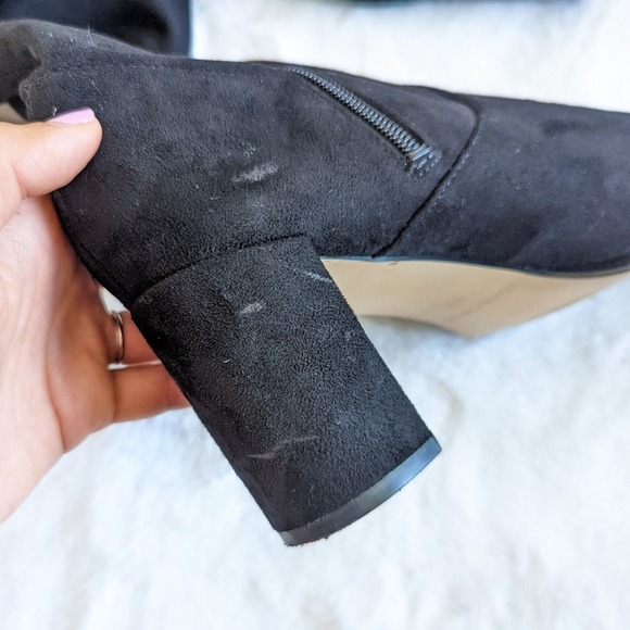 Marc Fisher Black Faux Suede Knee High Block Heel Boots Size 10 - Picture 10 of 10